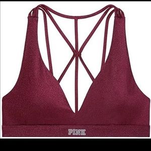 ❌SOLD❌PINK burgundy scrappy sports bra bralette